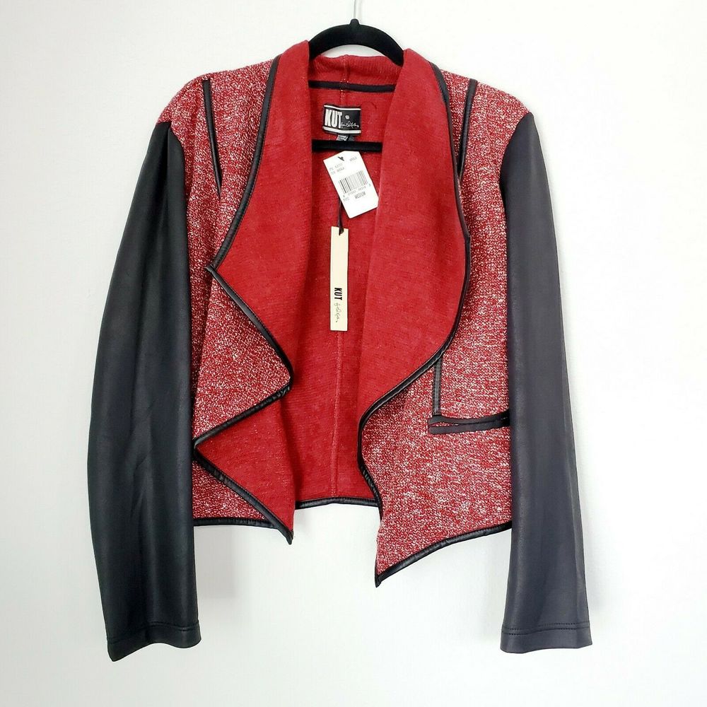 NWT Kut from the Kloth Med Red Open Sweater Jacket